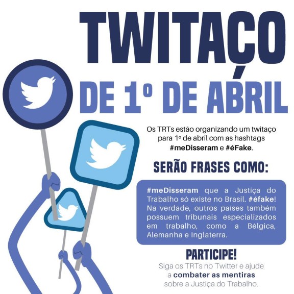 Campanha combaterá fakes news contra Justiça do Trabalho. Participe do Twitaço no dia 1º de abril, SISEJUFE