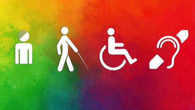 #ParaTodosVerem #ParaTodesVerem #PraCegoVer Imagem com fundo colorido mostra desenhos de pessoas com deficiência