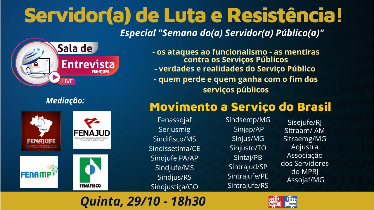 Live da Fenajufe apresenta o Movimento a Serviço do Brasil, SISEJUFE