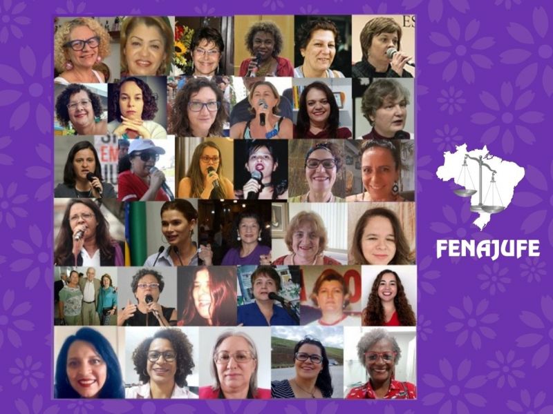 Fenajufe homenageia mulheres do corpo diretivo atual e ex- diretoras com painel fotográfico histórico, SISEJUFE