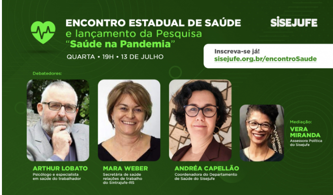 Saúde na Pandemia: pesquisa do Sisejufe será apresentada em Encontro Estadual, nesta quarta (13/7), SISEJUFE